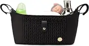 [SEWBOO] Universal Baby Stroller Organizer,Diaper Caddy Organizer with Adjustable Straps to Fits Nearly Any Strollers, Black