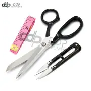 Tailor Scissors 12'' Black Handle & Thread Cutter Black Sewing Measurement Scale