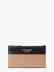 [Kate Spade New York] Morgan Color-Blocked Saffiano Leather Small Slim Bifold Wallet, Cafe Mocha Multi, One Size