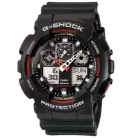 在飛比找momo購物網優惠-【CASIO 卡西歐】G-SHOCK 重型機械感錶款 黑X紅