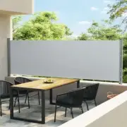 Patio Side Awning Grey Modern Outdoor Retractable Privacy Screen Shade 1.4x6m