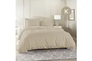 King Size Linen Color 1000TC 100% Cotton Quilt Doona Duvet Cover Pillowcase Set