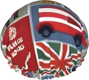 England Symbols Print Shower Cap For Women Men Reusable Lightweight Soft Bath Hair Cap With Elastic Band