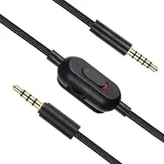 3.5mm(1/8") G Pro X Cord Gaming Headset Cable Replacement for Logitech G Pro / G433 / G233, Nylon Braided Wire with Inline Mute Switch and Volume Controller, 2M 6ft Long (Black Braided)