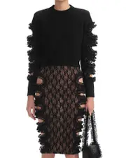 Self-Portrait x Christopher Kane Cut Out Lace Trim Sweater
