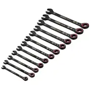 Draper Metric Ratchet Combination Spanner Set Reversible Black 12 Piece 03912