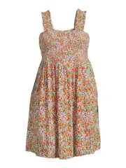 Terra & Sky Plus Size Smocked Sun Dress Impressional Ditsy Orchid Bloom 0X (14W)