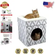 Stylish White Cat Cube with Foldable Design - Easy to Assemble and Store