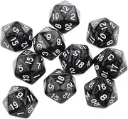 JWQFBC 10pcs 20 Sided D20 Polyhedral Acrylic S Role Playing Games Table Games Plaything Educational Game Props, Black, 25mm