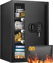 4.0 Cu Ft Extra Large Home Safe Box Fireproof Waterproof, Fire Proof Safe with F