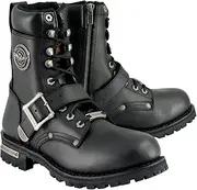 Milwaukee Leather Men's Black Leather Lace-Up Engineer Motorcycle Boots w/Buckles and Side Zipper MBM101