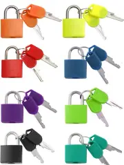 Small Mini Durable ABS Cover Brass Body Individually Keyed Padlock 8pc - 8 Color
