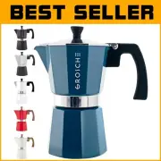 Elegant Milano Moka Pot Coffee Maker - Portable 9oz Stovetop Espresso Percolator