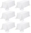 White Tablecloth 90 X 132 Inch, Rectangle Table Cloth for 8Ft Table, Polyester T