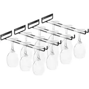 4 Pcs Wine Glass Hanging Rack Wall Mounted Under Cabinet Wine Glasses Storage