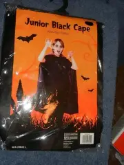 HALLOWEEN BOYS BLACK CAPE 42" w/ RED COLLAR JUNIOR L NEW VAMPIRE DRACULA BLOOD !
