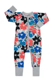 Bonds Baby Long Sleeve Zippy Wondersuit Romper size 0000 Colour Grey Floral