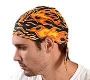 Occunomix TN5 Tuff Nougies Deluxe flames Tie Hat h15 doo rag headwear New