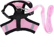 ROMISBABA Breathable Adjustable Mesh Dog Harness Vest with Back Chest Strap for Small Pets Pink for Puppies and Cats Comfortable Fit for Year Use