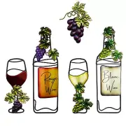 Wine Metal kitchen Wall Art Decor 5 pcs Vintage Red & White Wine Glass Wine B...