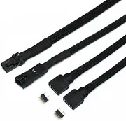 Angitu for 2pcs / lot Corsair Fan RGB ARGB Adapter Cable with Black PET Sleeved HD LL120 140 QL 3Pin 4Pin Fan to 5V 3Pin RGB LED Cable 50cm (RGB-3Pin Female and Male)