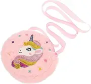 HANABASS Unicorn Plush Bag for Cute Portable Purse with Cartoon Pattern Lightweight Coin Storage Pouch Present for Little