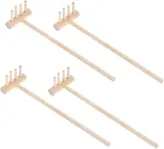 Totority 4pcs Mini Wood Rake Sand Rake Table Mini Rakes Miniature Garden Tools Sandbox Rake Garden Sand Tools Sandbox Miniature Rakes Mini Sand Table Rake Mini Rake Crafts Khaki