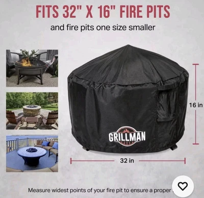 Heavy Duty Fire Pit Covers, Fit 32x16 Inch Round Gas Fire Pit - 600D Polyester