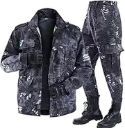Pattern Wear-Resistant Overalls, Men's Spring and Summer Soft and Thin Outdoor Camouflage Suit Black Python Labor Insurance Cloth