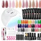 14 Colors Poly Gel & 27 Gel Nail Polish Kit with UV Lamp - All-In-One Art Set
