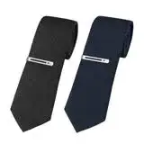 在飛比找遠傳friDay購物優惠-【施華洛世奇】純白系列領帶配領帶夾-2色(灰/藍)