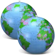 2 Pack 24 Inch Inflatable Globe PVC Blow Up World Globe Beach Ball for Party
