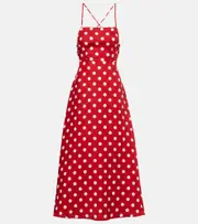 [Posse] Posse Lori polka-dot linen maxi dress UK 14 red