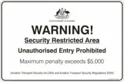 Warning Warning Security Restricted Area Unauthorised Entry Prohibited (Aviation