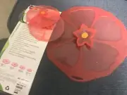 New, damaged packaging, Charles Viancin Hibiscus Silicone 9” Lid + 2 4” lids