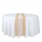 14" x 106" NATURAL WHITE Burlap Lace Table Runner Party Events Home Decorations