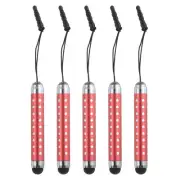 5pcs Stylus Pen for Touch Screens Rhinestone Capacitive Pens, Red