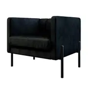 Avian Velvet Accent Sofa with Steel Legs - Black Black