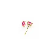 14k Yellow Gold 5x3mm Oval Pink Tourmaline earring