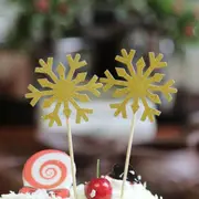 Gold Glitter Snowflake Paper Cupcake Toppers 10pk