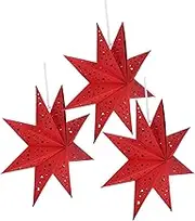 Decorative Christmas Star Lampshades 3pcs Red Lantern Light Shades for Ceiling