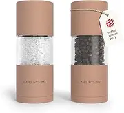 LARS NYSØM Salt and Pepper Grinder Set, Salt and Pepper Shakers I Salt and Pepper Mills with Adjustable Ceramic Grinder 2 pieces I Manual Design Spice Grinder Set (Nude)