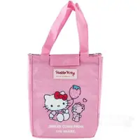 在飛比找樂天市場購物網優惠-小禮堂 Hello Kitty 直式尼龍保冷手提便當袋《粉白