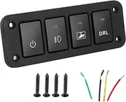 4 Gang Switch Panel Push Button ABS Copper Wire LED Light Control Panel for Camry Hilux VIGO Prado 12V 24V DC Car Interior Black
