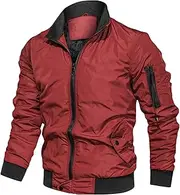 [Generic] Men's Varsity Bomber Jacket Lightweight Full Zip Casual Padded Coat Winter Warm Thermal Windbreaker With Pocket