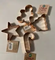 Wilton Candy Cane, Star, Tree, Gingerbread Boy Copper Cookie Cutter New with Tag