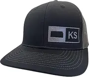 Trucker Hat - Kansas (Black/Graphite) Mesh Back, Adjustable Snapback