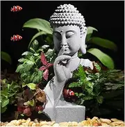 livelyfish Meditating Buddha Statue Zen Garden Statues Sandstone Thinker Buddha Sculpture Figurine for Fish Tank Aquarium Home Decorations, Gift (Large)