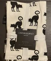 Cynthia Rowley Halloween Cats Fabric Napkins Set of 6 Black Ivory NWT