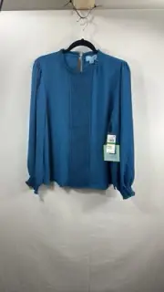 CeCe Women's Petite Large Long Sleeve Smocked Cuff Pin-Tuck Front Blouse PL NWT